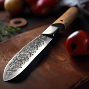 Нож с расписанным клинком ручной работы Нож с расписанным клинком ручной работы